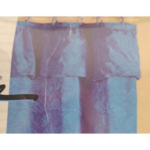 Collage Fabric Shower Curtain Beach Haven Textured Sea Shells Blue Jacquard NEW - Picture 5 of 5